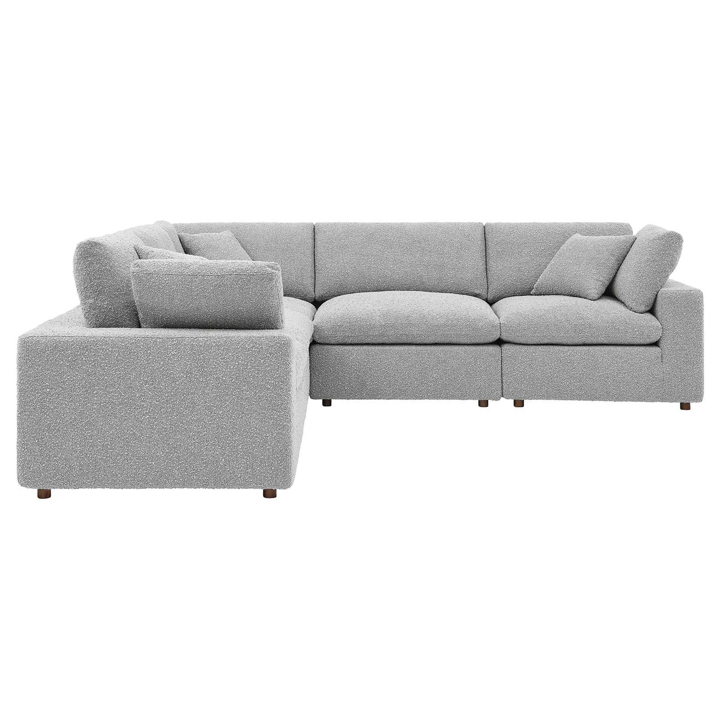 Commix Down Filled Overstuffed Boucle 5-Piece Sectional Sofa Light Gray EEI-6368-LGR