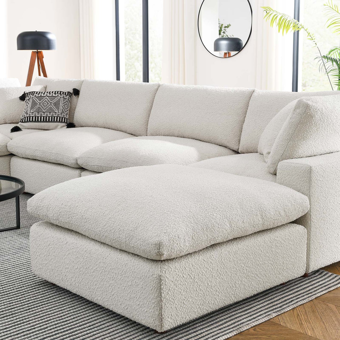 Commix Down Filled Overstuffed Boucle 7-Piece Sectional Sofa Ivory EEI-6370-IVO