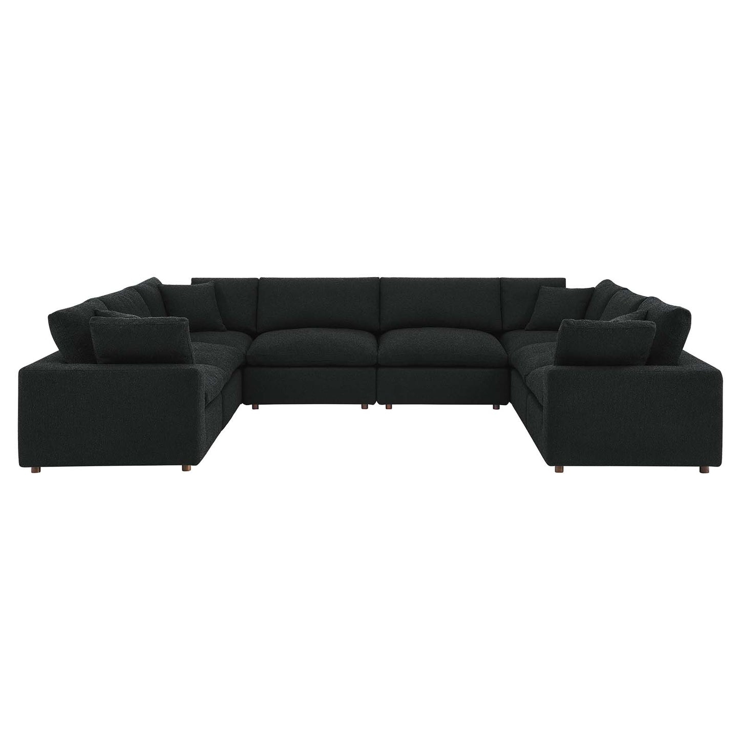 Commix Down Filled Overstuffed Boucle Fabric 8-Piece Sectional Sofa Black EEI-6371-BLK