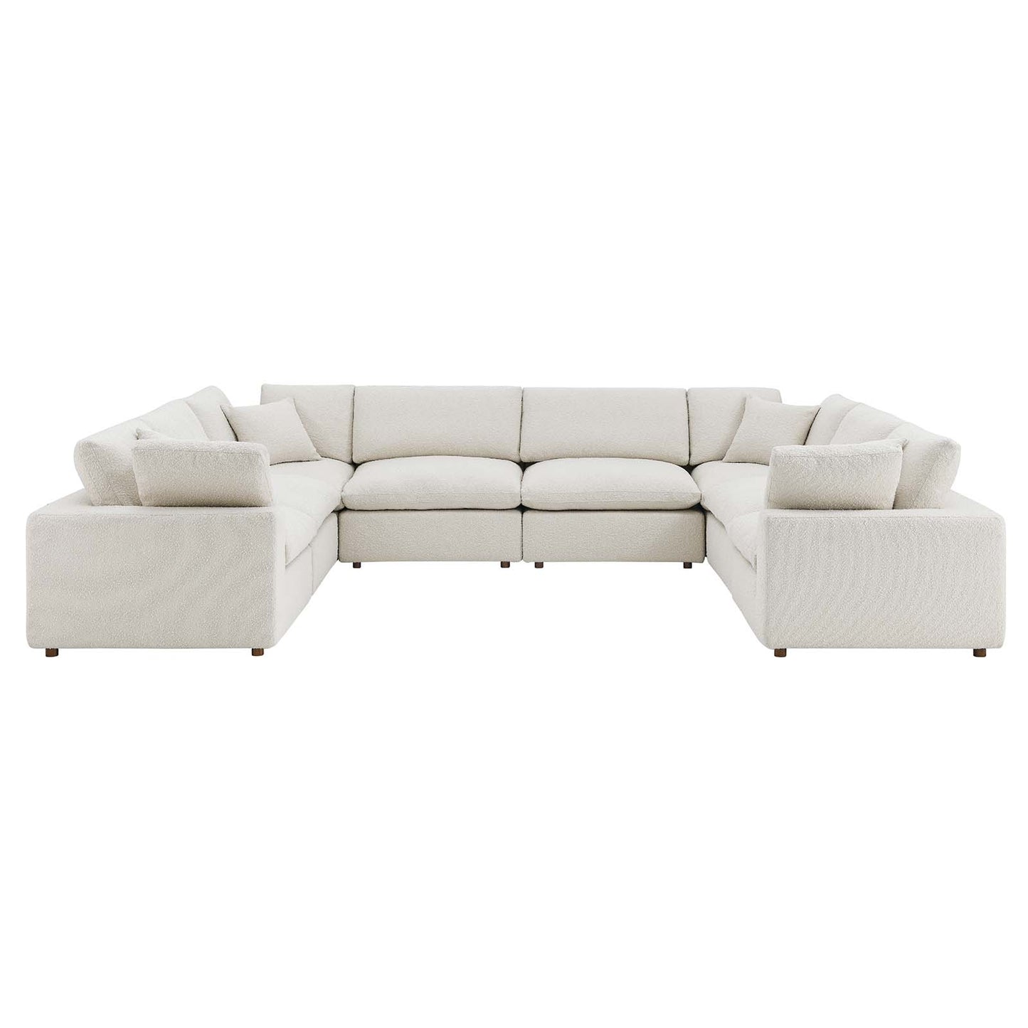 Commix Down Filled Overstuffed Boucle Fabric 8-Piece Sectional Sofa Ivory EEI-6371-IVO