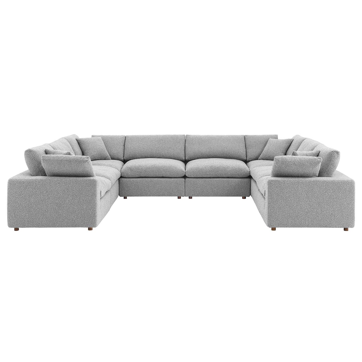 Commix Down Filled Overstuffed Boucle Fabric 8-Piece Sectional Sofa Light Gray EEI-6371-LGR