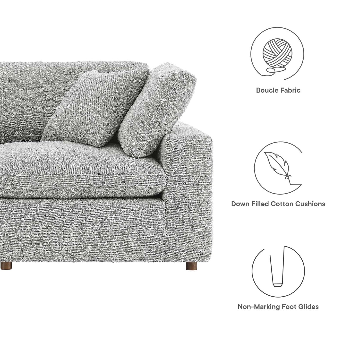 Commix Down Filled Overstuffed Boucle Fabric 8-Piece Sectional Sofa Light Gray EEI-6371-LGR
