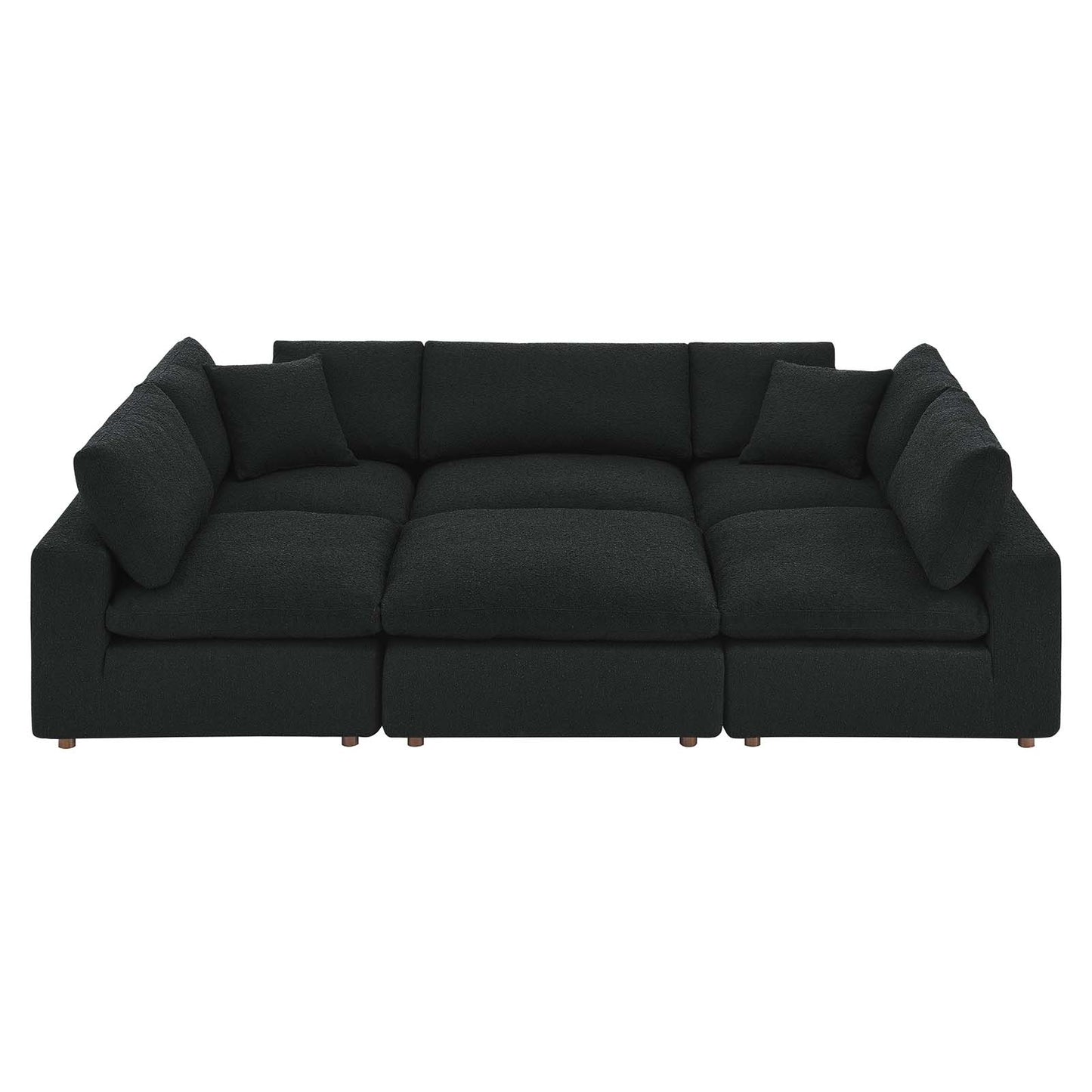 Commix Down Filled Overstuffed Boucle Fabric 6-Piece Sectional Sofa Black EEI-6372-BLK