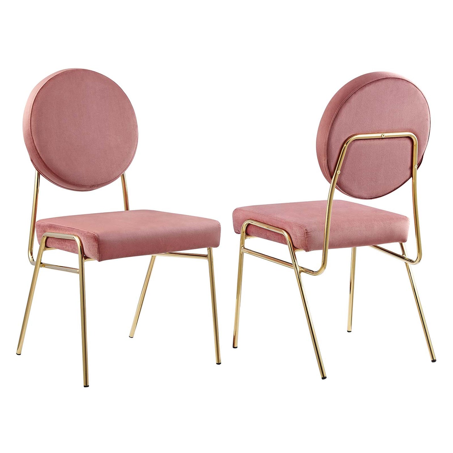 Craft Performance Velvet Dining Side Chairs - Set of 2 Gold Dusty Rose EEI-6581-GLD-DUS