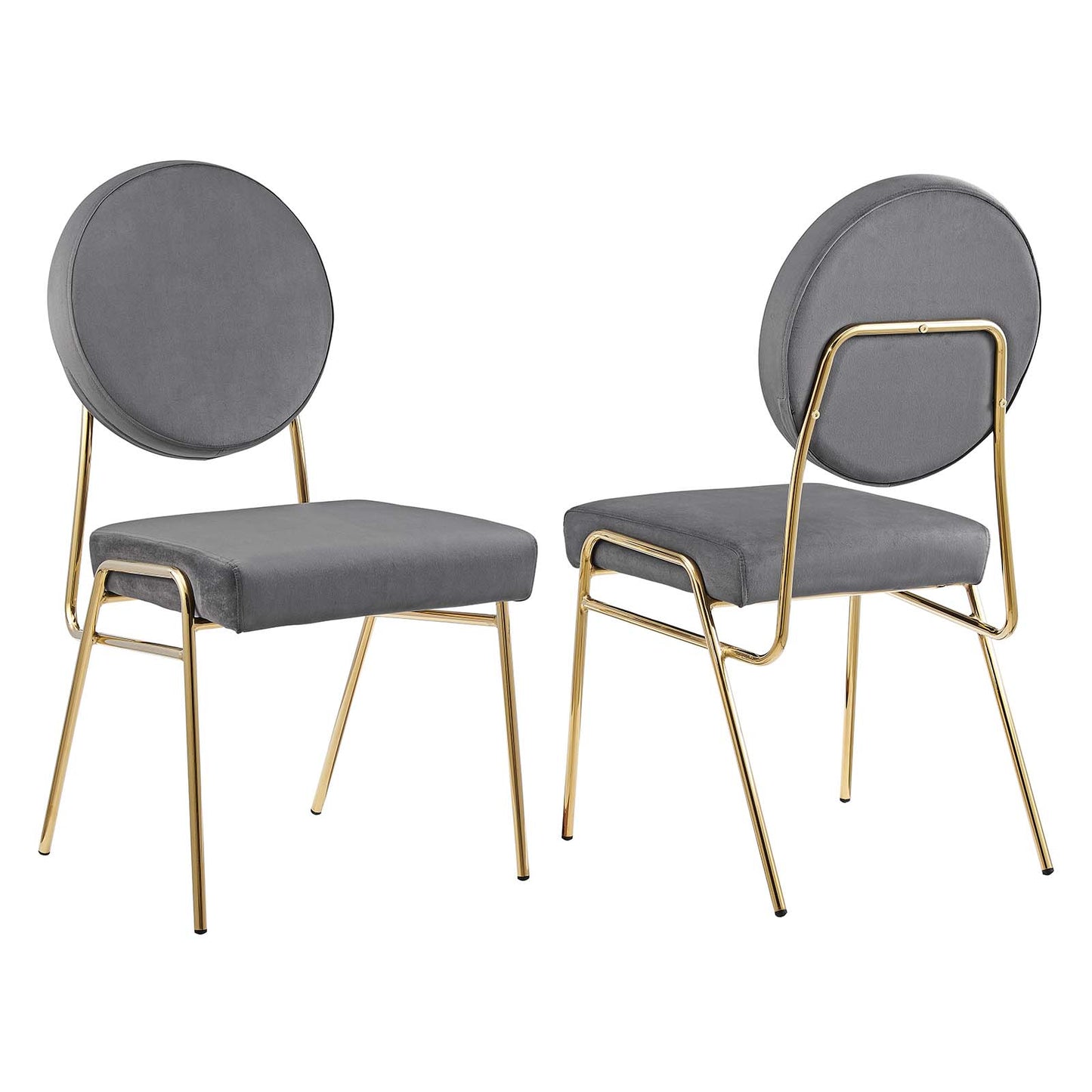 Craft Performance Velvet Dining Side Chairs - Set of 2 Gold Gray EEI-6581-GLD-GRY