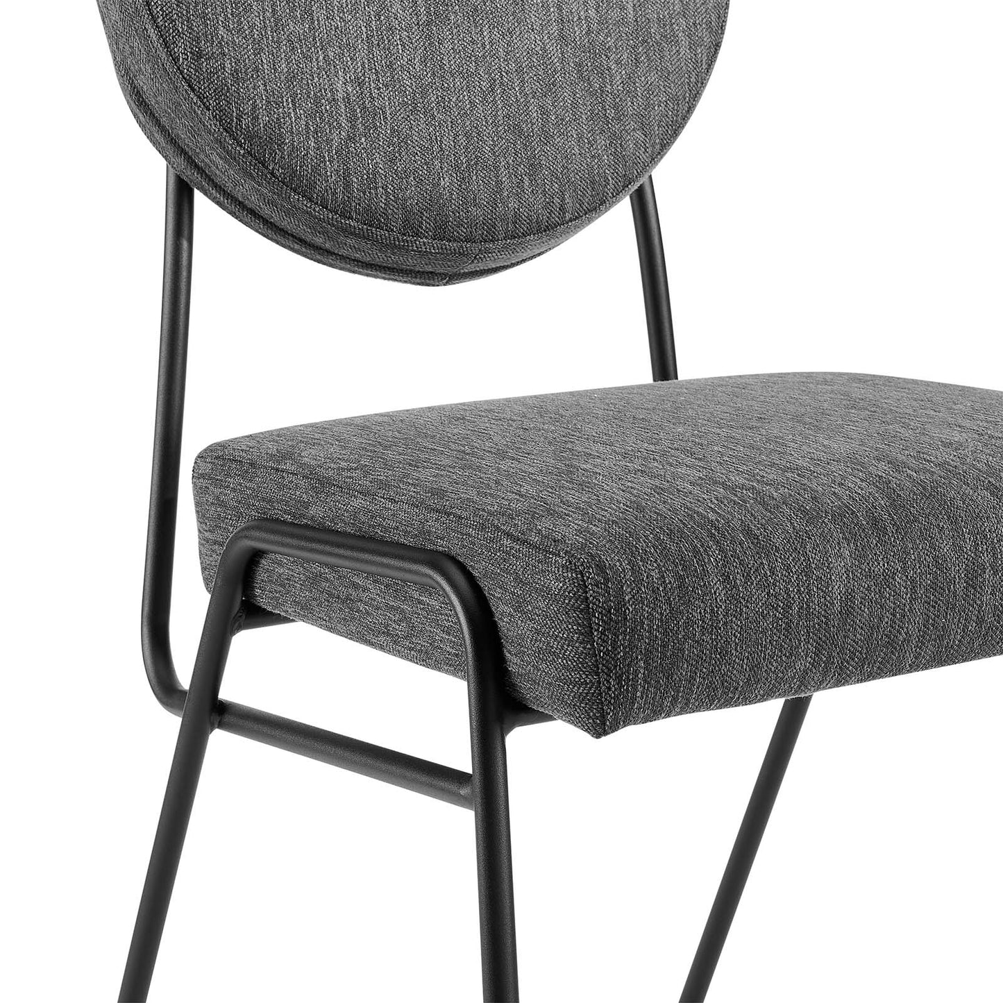Craft Upholstered Fabric Dining Side Chairs - Set of 2 Black Charcoal EEI-6582-BLK-CHA