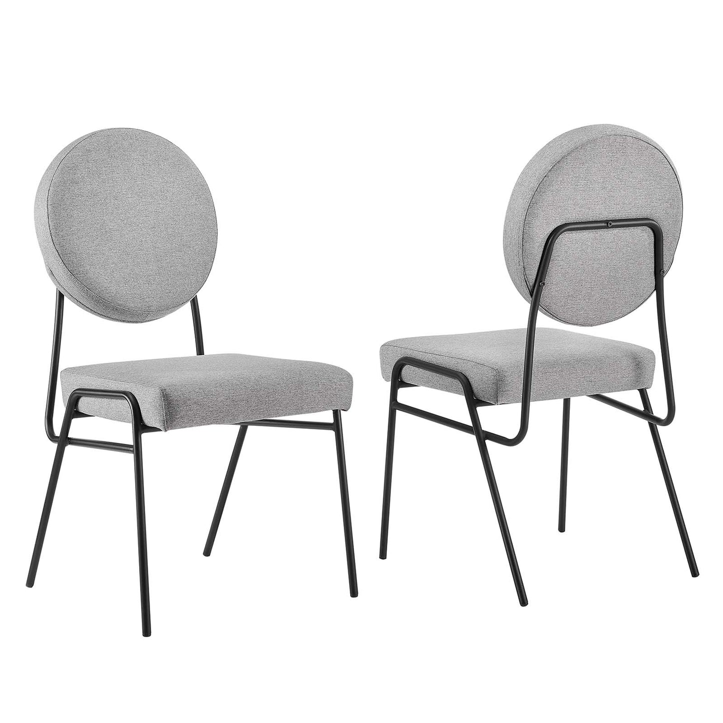 Craft Upholstered Fabric Dining Side Chairs - Set of 2 Black Light Gray EEI-6582-BLK-LGR