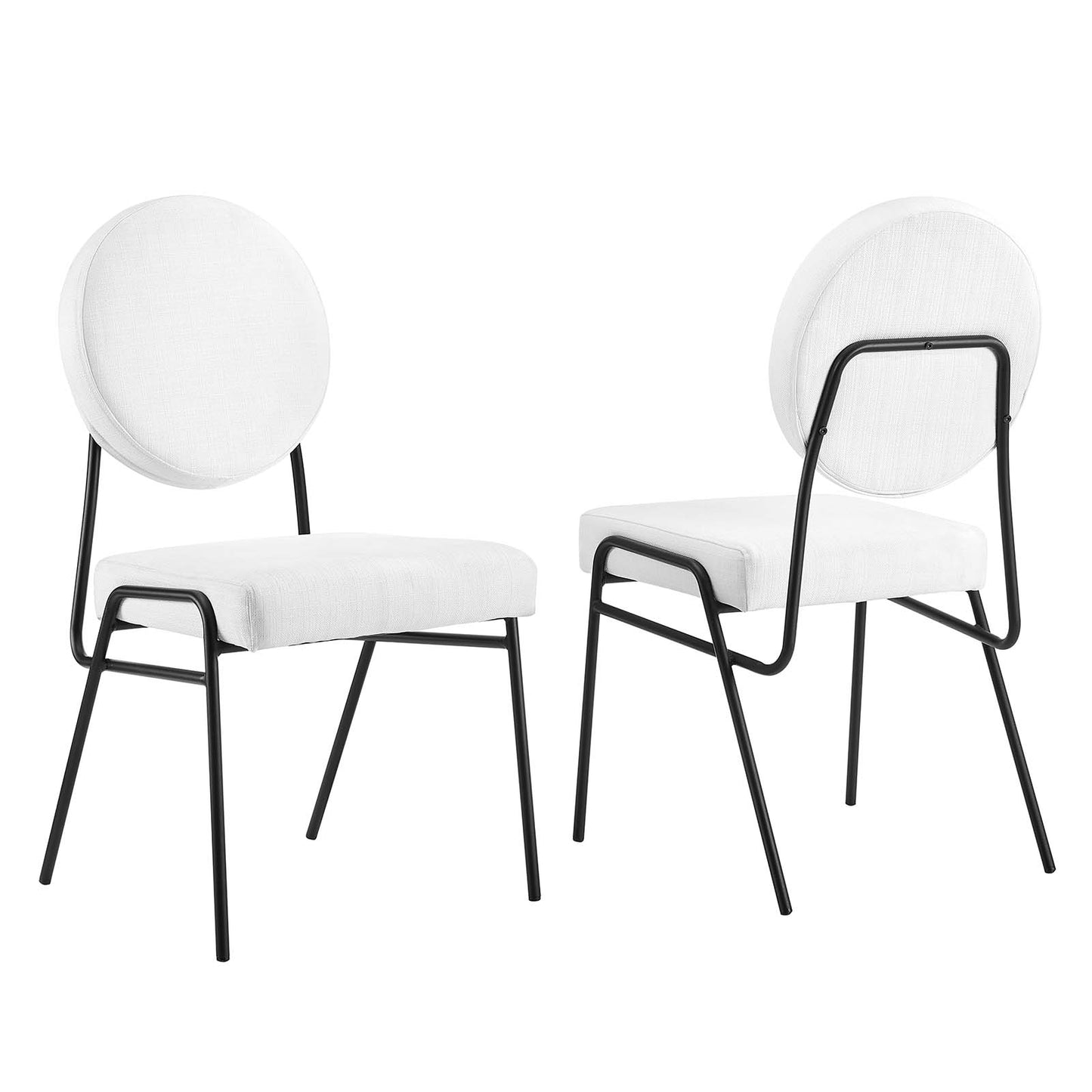 Craft Upholstered Fabric Dining Side Chairs - Set of 2 Black White EEI-6582-BLK-WHI