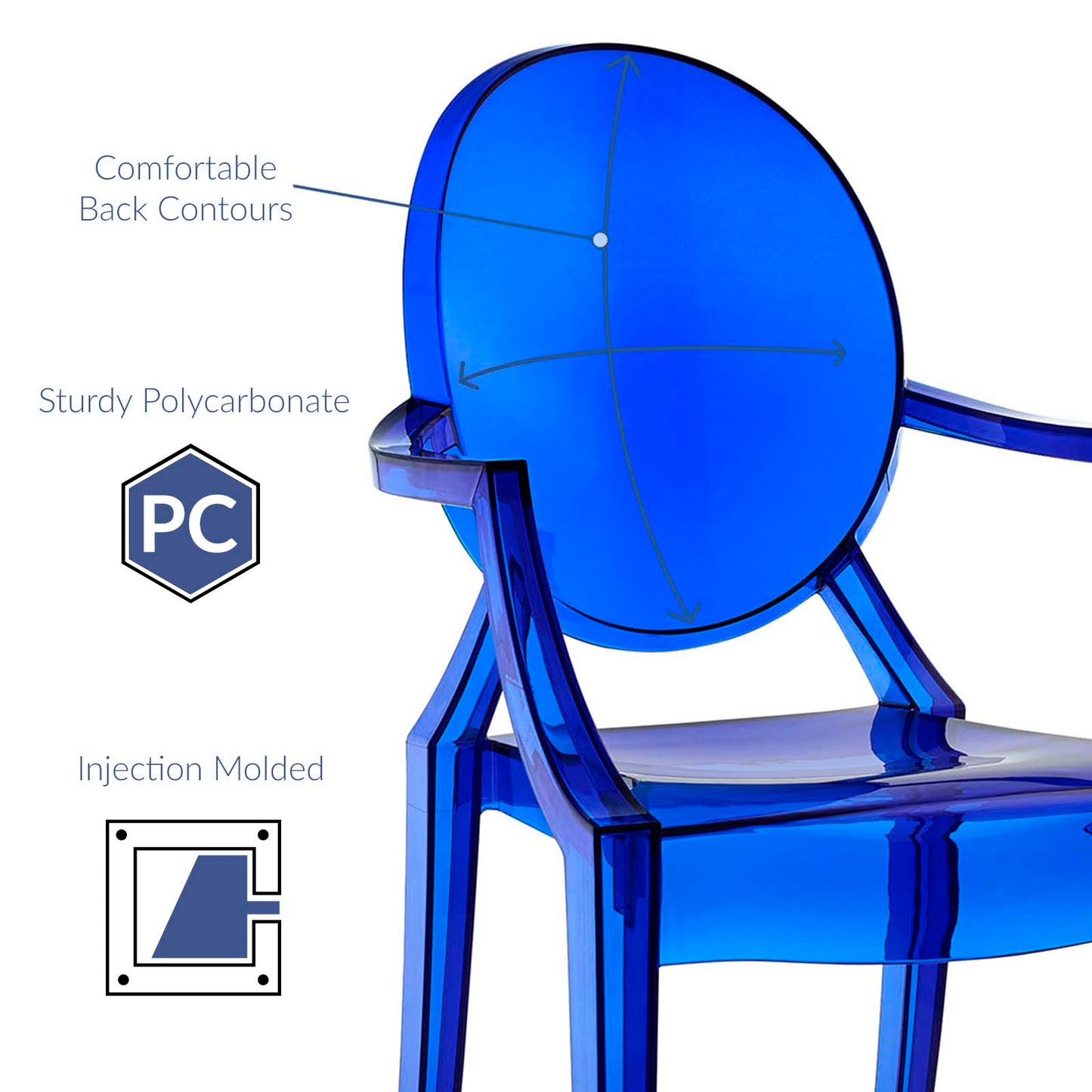 Casper Dining Armchairs Set of 2 Blue EEI-905-BLU