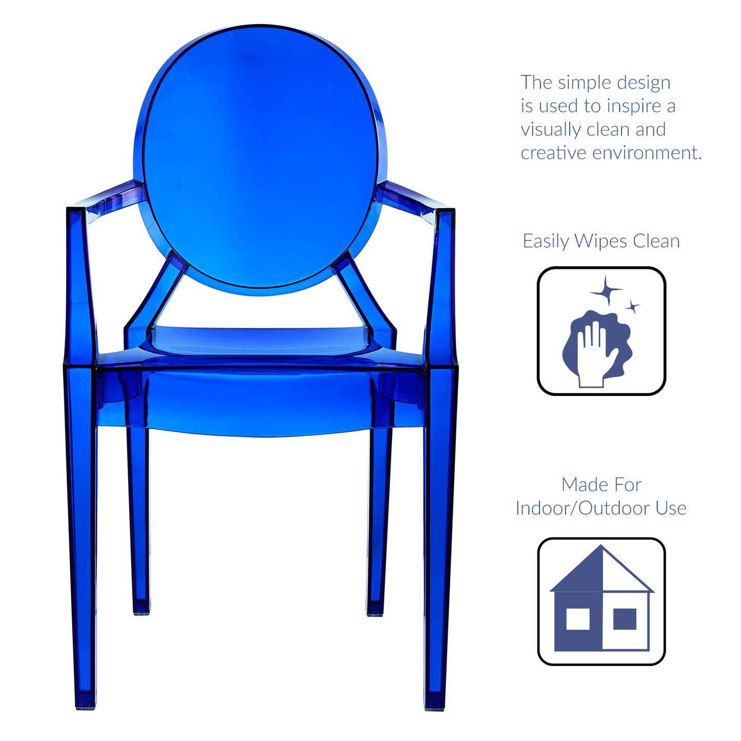 Casper Dining Armchairs Set of 2 Blue EEI-905-BLU