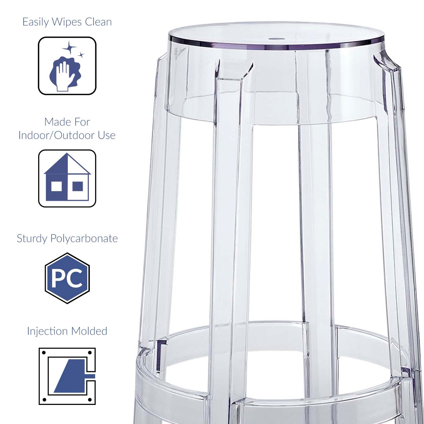 Casper Bar Stool Set of 2 Clear
