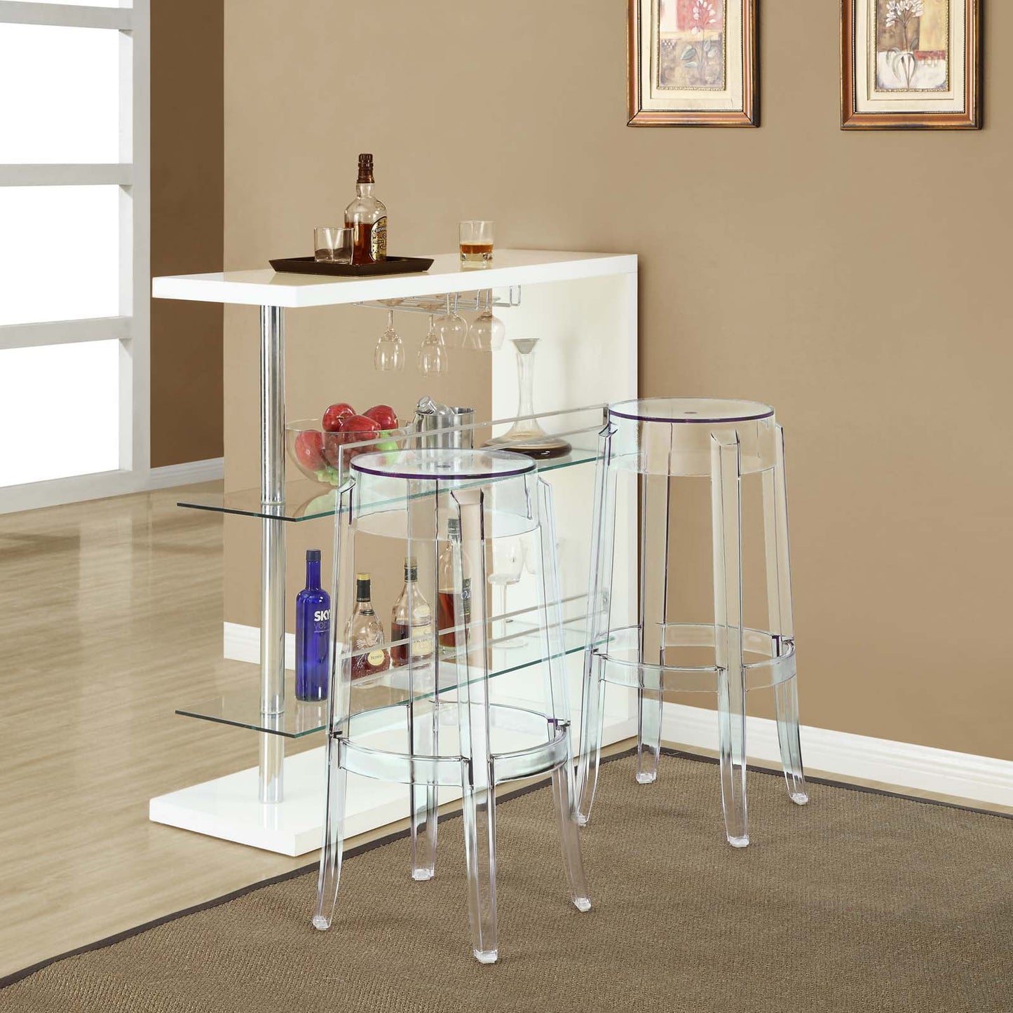 Casper Clear Counter and Bar Stool Set