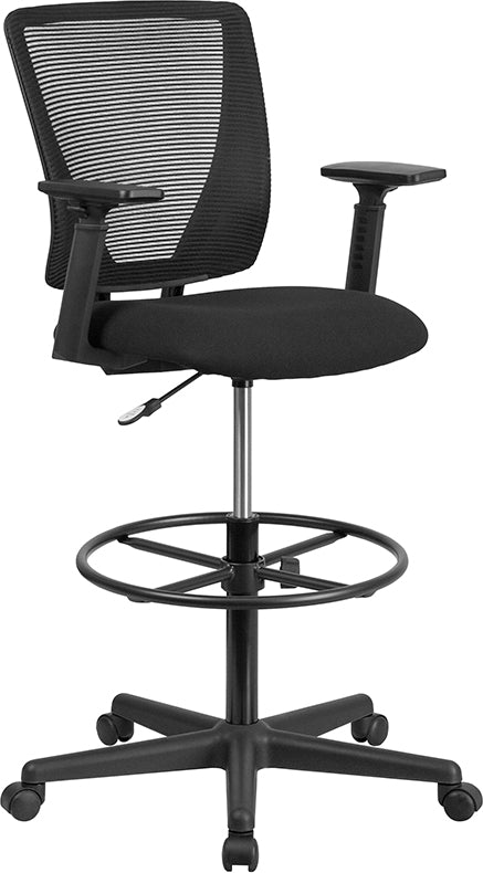 Black Mesh Draft Chair w/ Arms GO-2100-A-GG