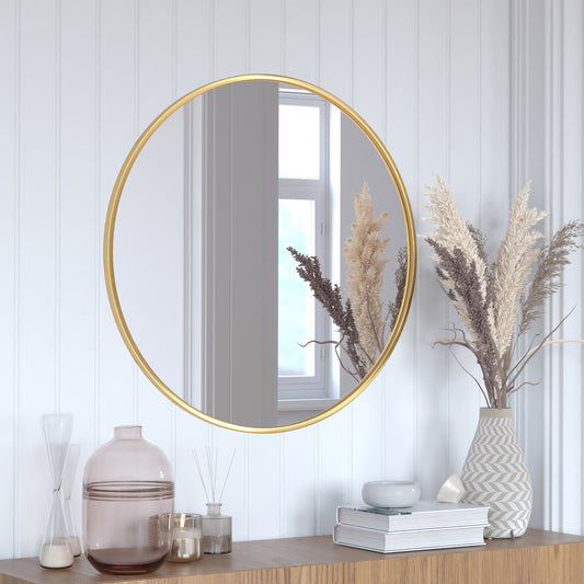 Gold 30" Round Wall Mirror HFKHD-0GD-CRE8-491315-GG