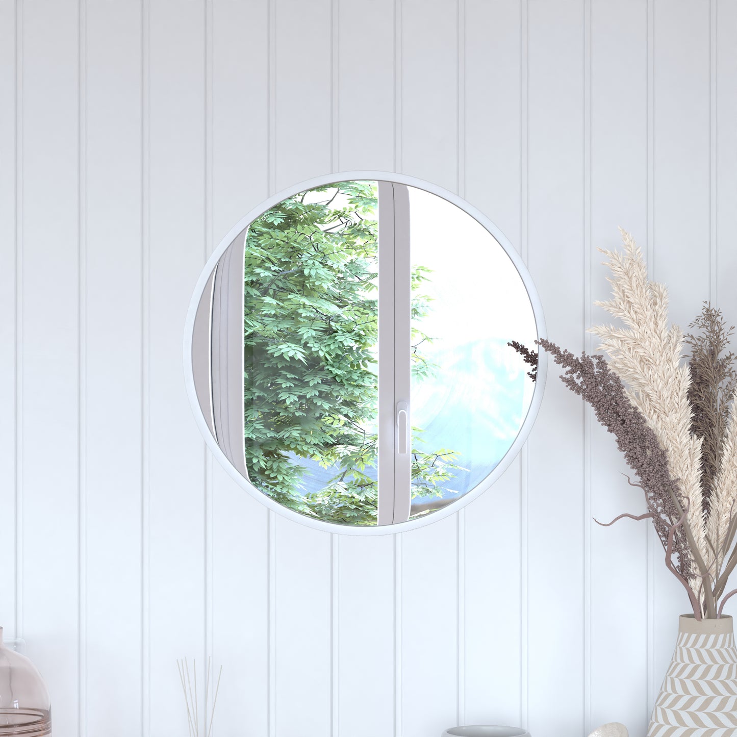 Silver 20" Round Wall Mirror HFKHD-0GD-CRE8-991315-GG
