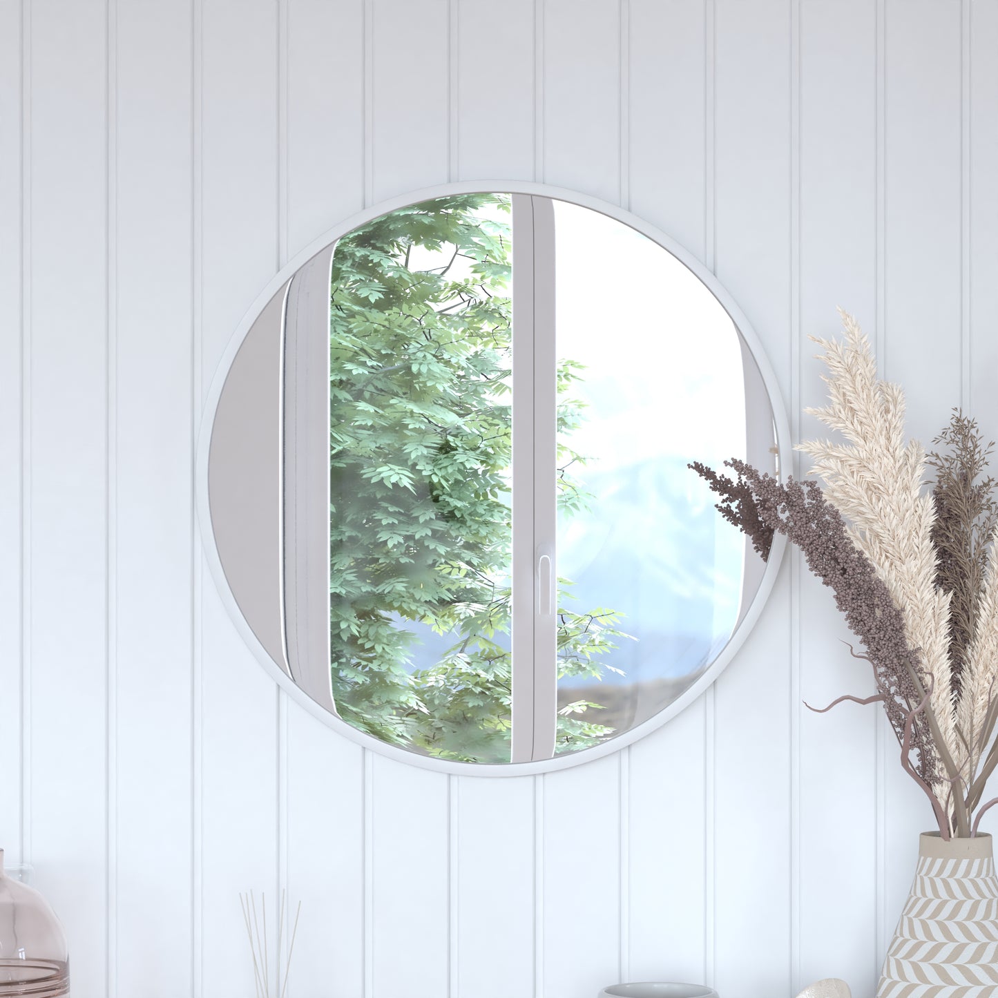 Silver 24" Round Wall Mirror HFKHD-4GD-CRE8-002315-GG