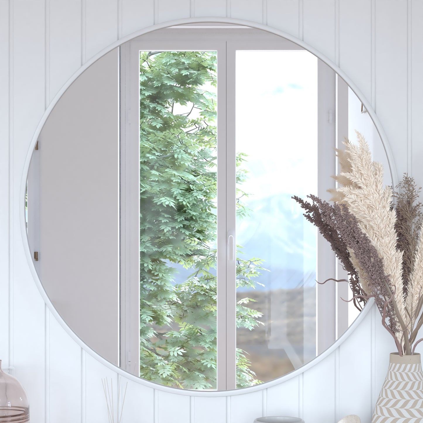 Silver 36" Round Wall Mirror HFKHD-6GD-CRE8-202315-GG