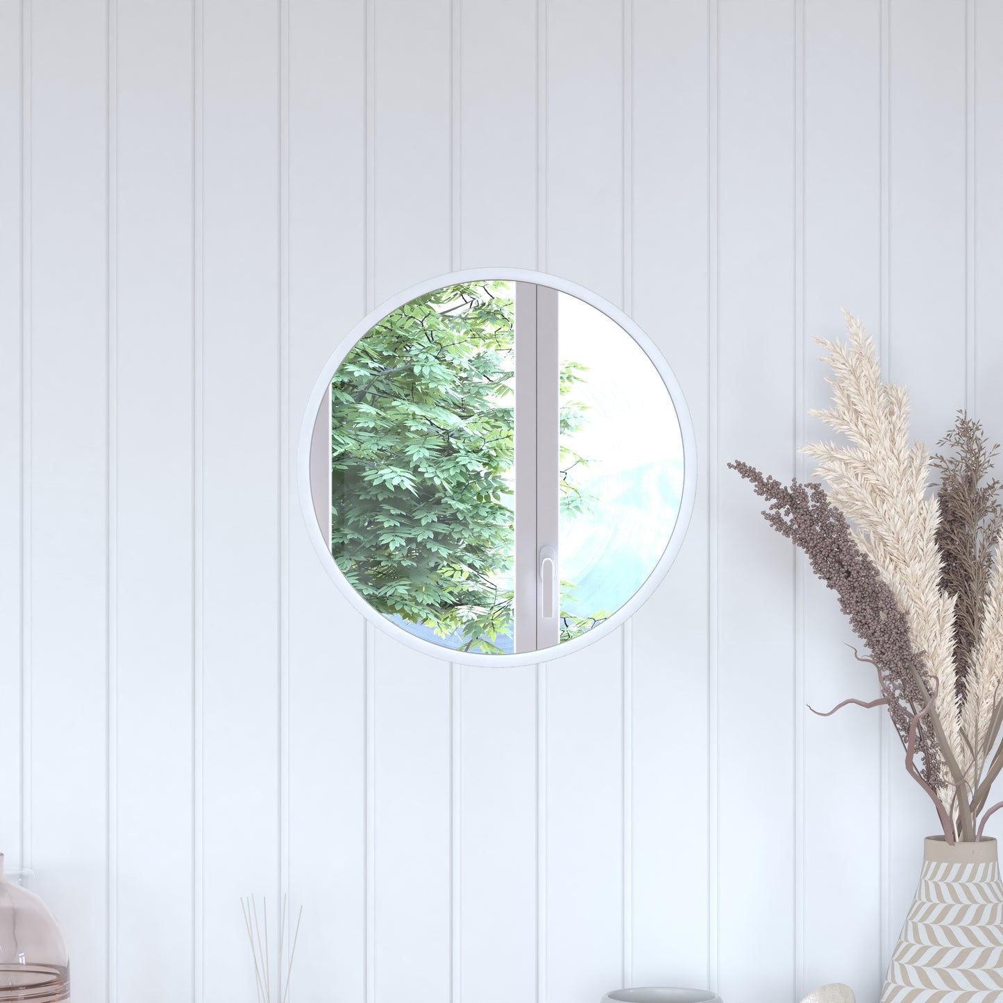 Silver 16" Round Wall Mirror HFKHD-6GD-CRE8-891315-GG