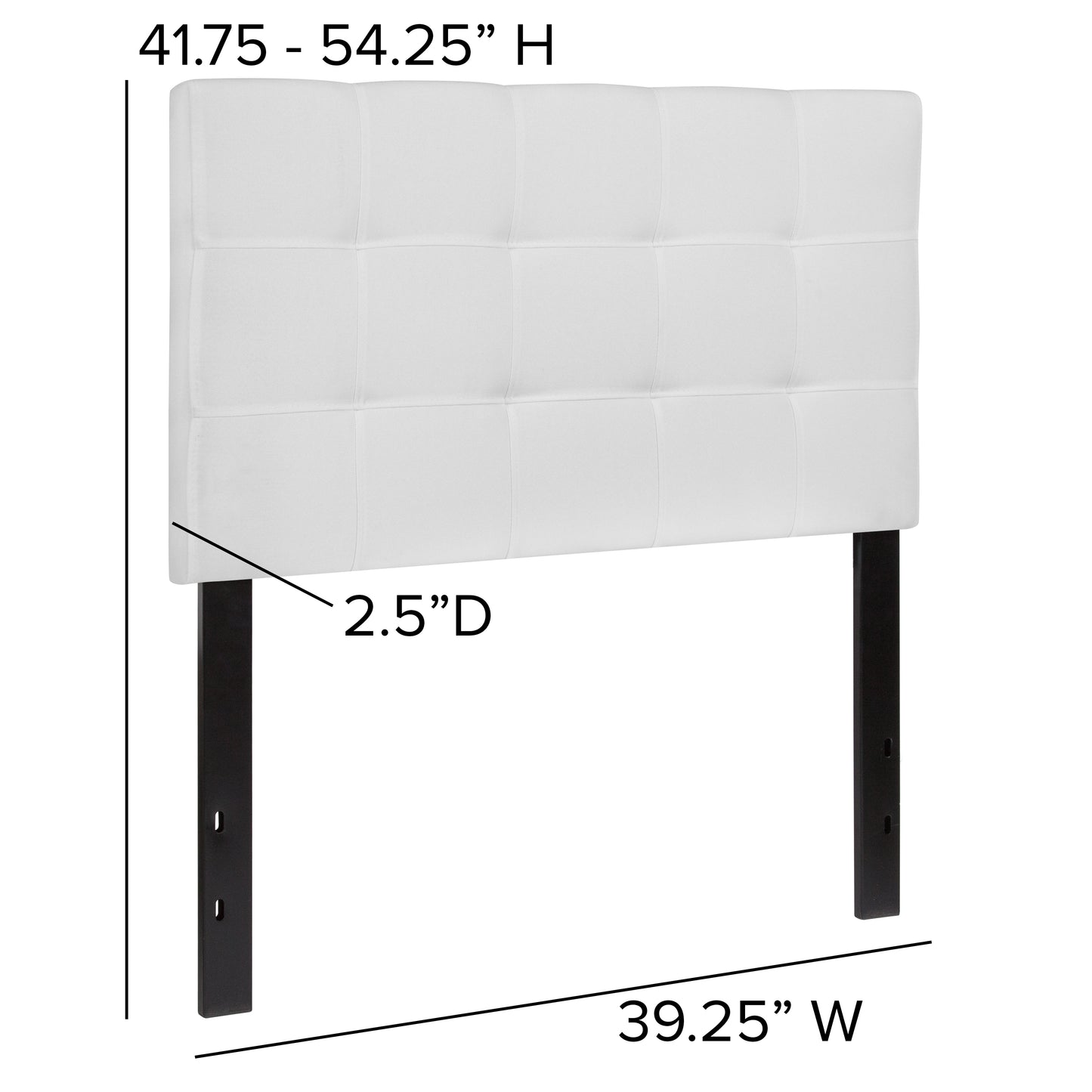 Twin Headboard-White Fabric HG-HB1704-T-W-GG