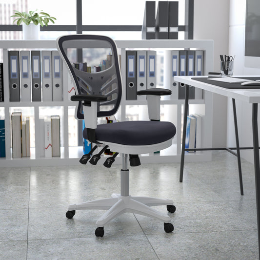 Gray/White Mesh Office Chair HL-0001-WH-DKGY-GG