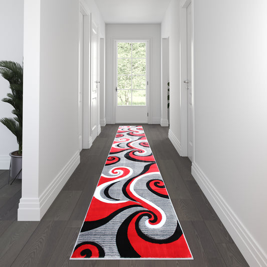 3x16 Red Abstract Rug KP-RG952-316-RD-GG