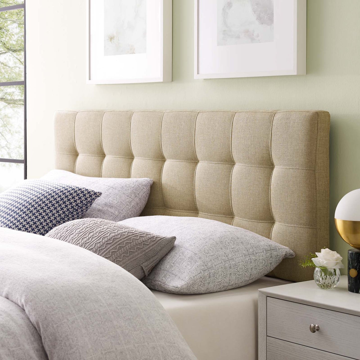 Lily Upholstered Fabric and Vinyl Headboard - Full, Queen, King Options