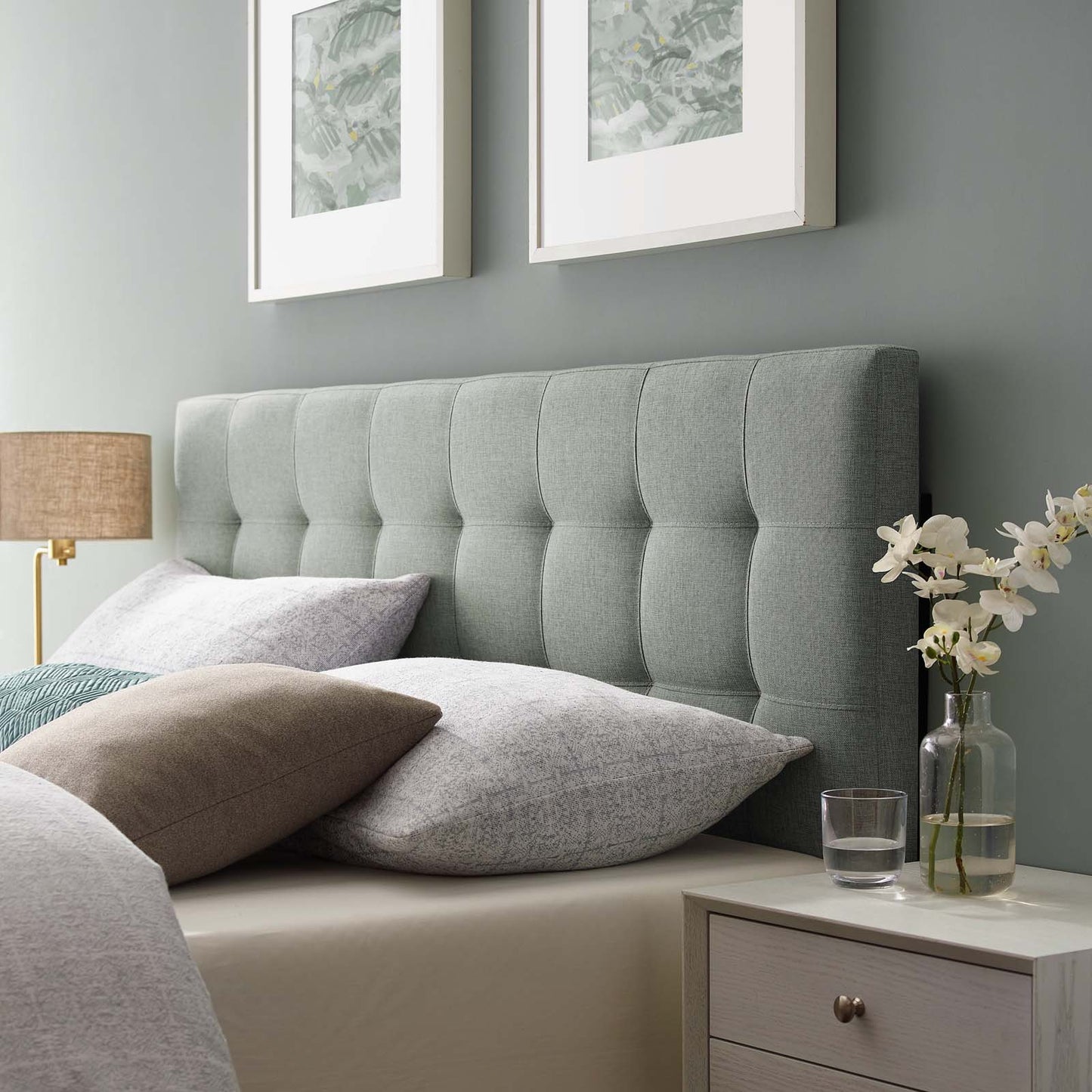Lily Upholstered Fabric and Vinyl Headboard - Full, Queen, King Options