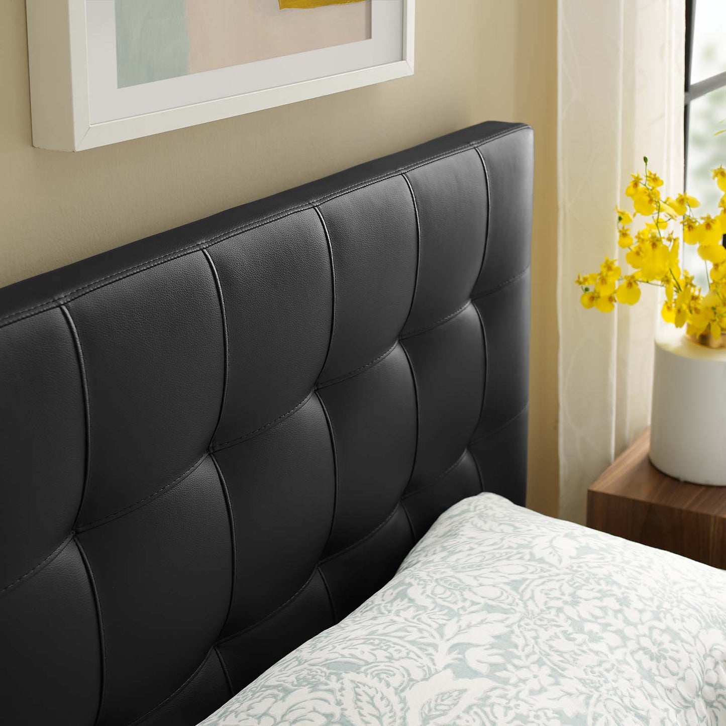 Lily Upholstered Fabric and Vinyl Headboard - Full, Queen, King Options