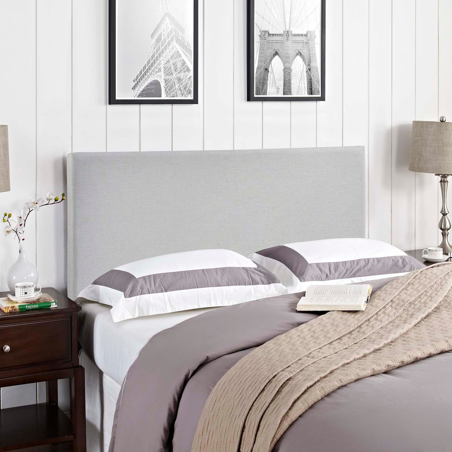 Region Upholstered Fabric Headboard with Nailhead Detail