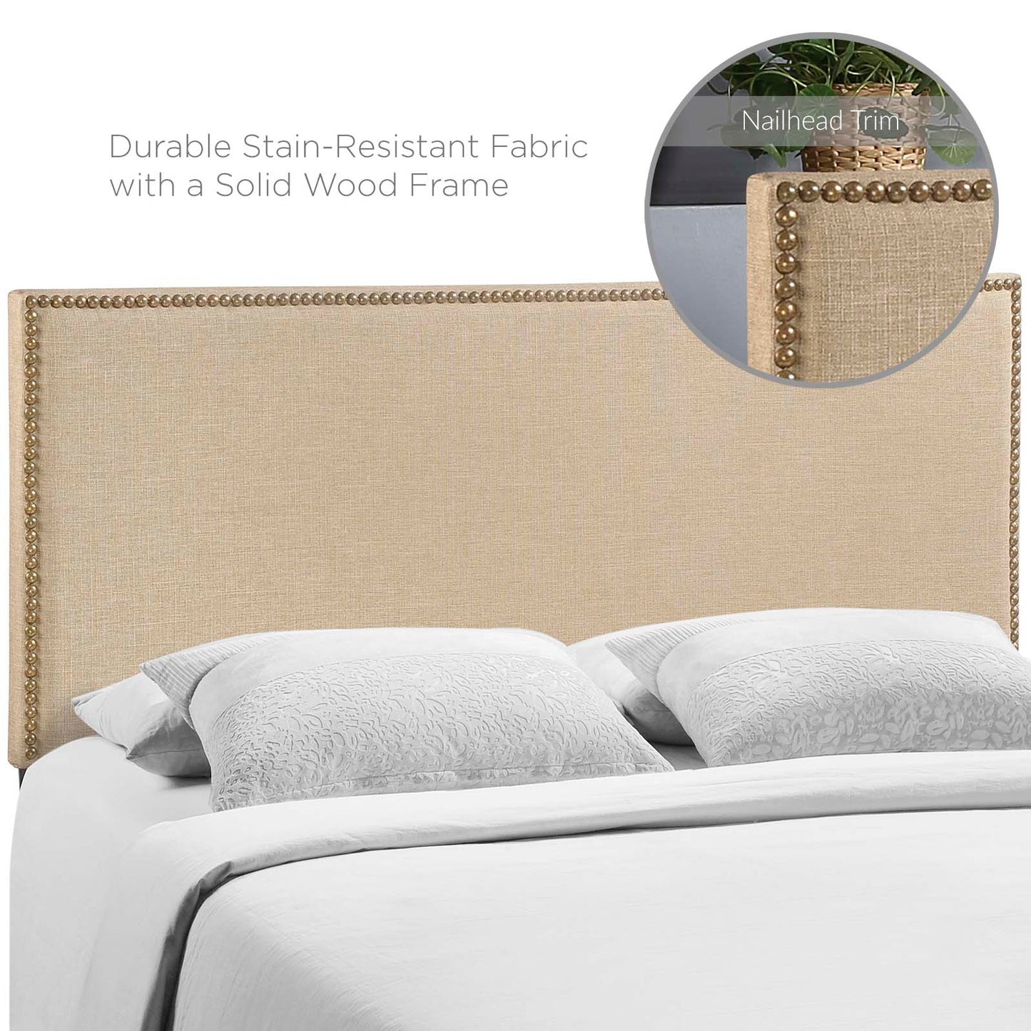 Region Nailhead Queen Upholstered Headboard Cafe MOD-5215-CAF