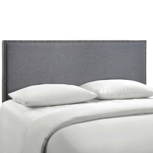 Region Nailhead Queen Upholstered Headboard Smoke