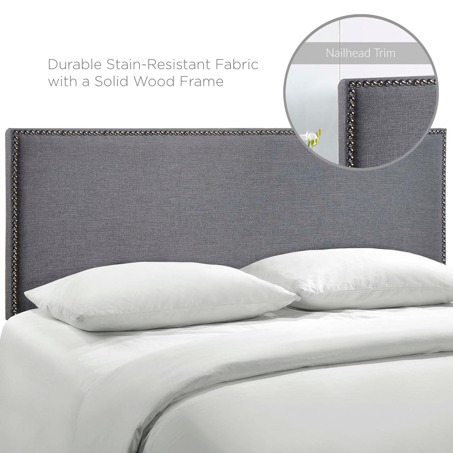 Region Nailhead Queen Upholstered Headboard Smoke MOD-5215-SMK