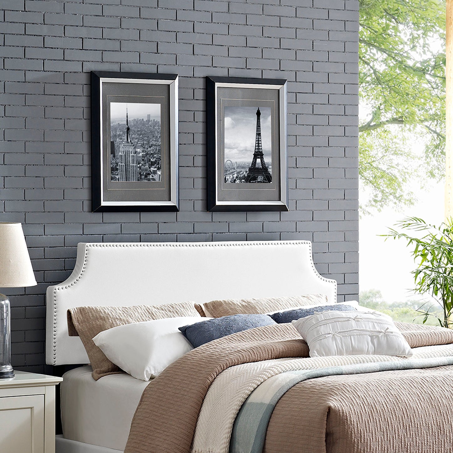 Laura Full Upholstered Vinyl Headboard White MOD-5391-WHI