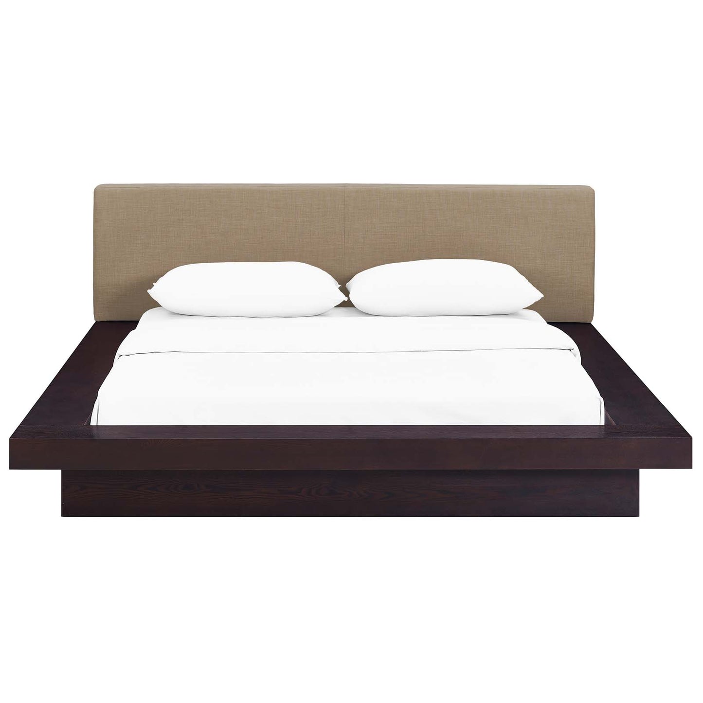 Freja Queen Fabric Platform Bed Cappuccino Latte MOD-5721-CAP-LAT-SET