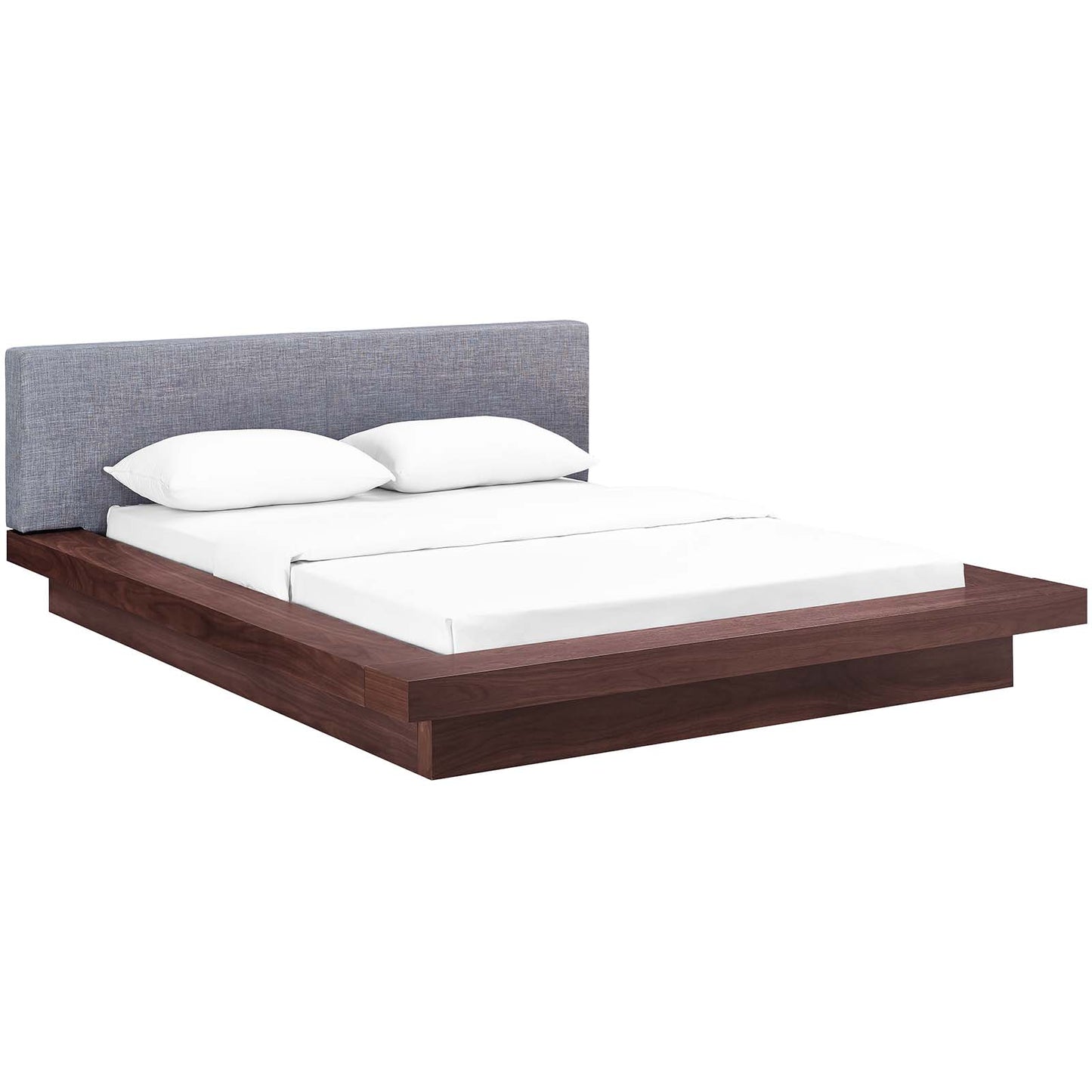 Freja Queen Fabric Platform Bed Walnut Gray MOD-5721-WAL-GRY-SET