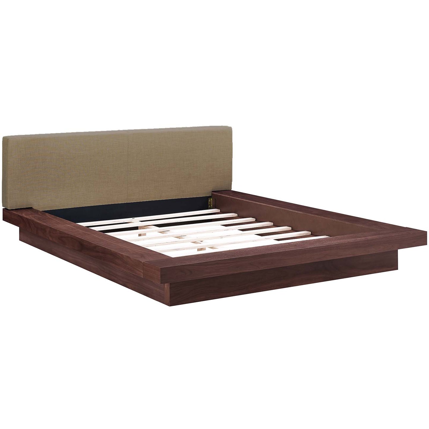 Freja Queen Fabric Platform Bed Walnut Latte MOD-5721-WAL-LAT-SET