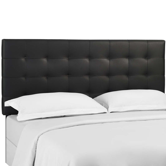 Paisley Tufted Full / Queen Upholstered Faux Leather Headboard Black