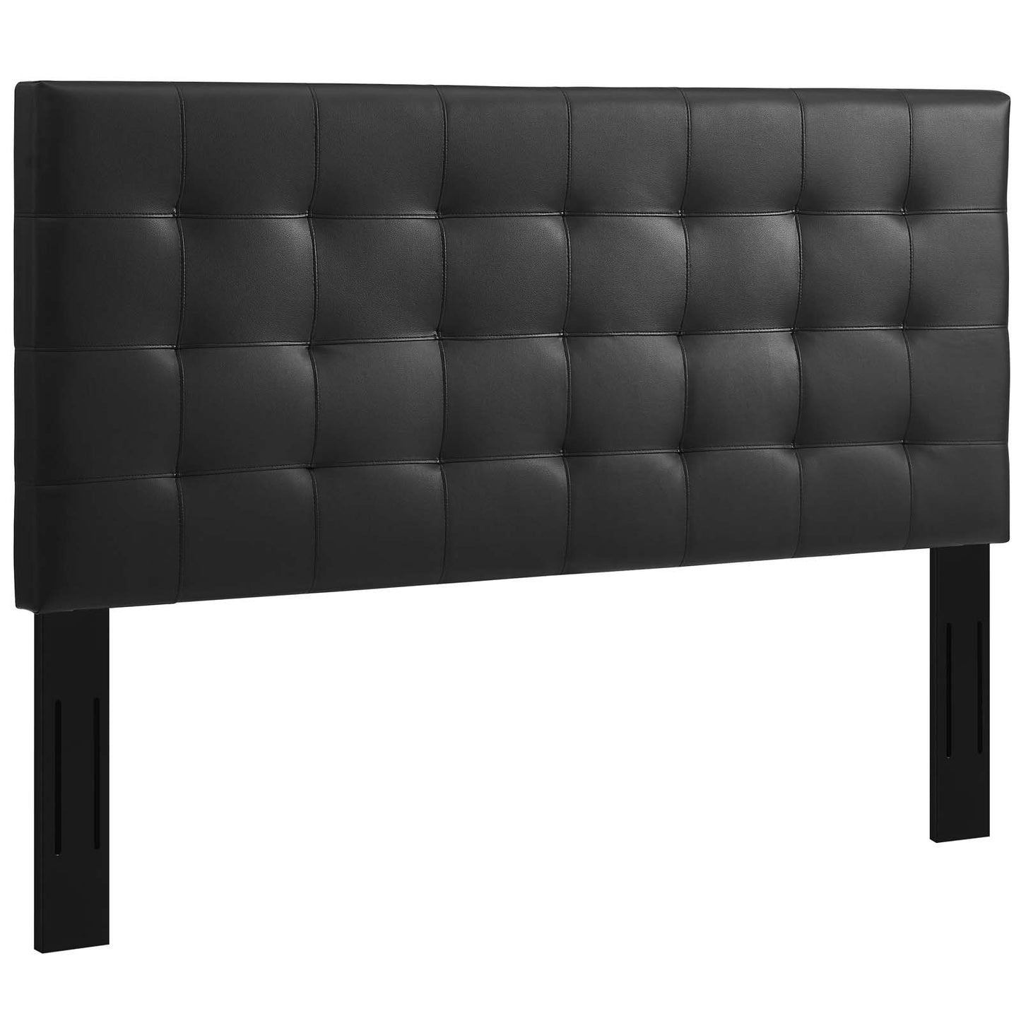 Paisley Tufted Full / Queen Upholstered Faux Leather Headboard Black