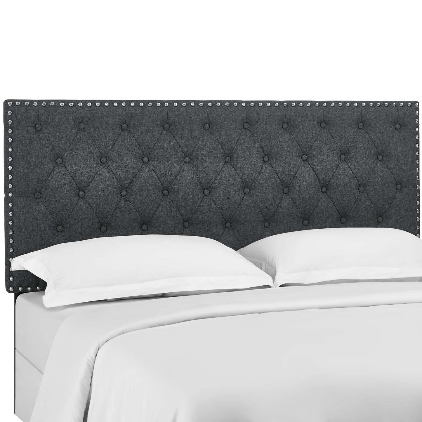 Helena Tufted Full / Queen Upholstered Linen Fabric Headboard Gray MOD-5860-GRY