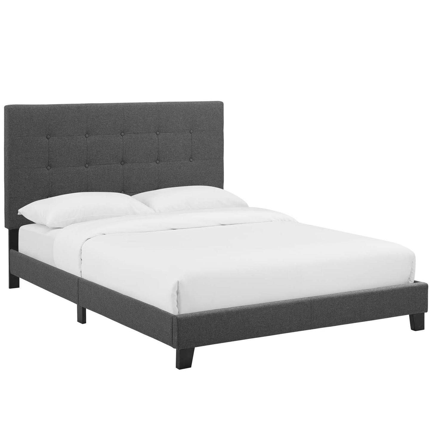 Melanie Twin Tufted Button Upholstered Fabric Platform Bed Gray MOD-5877-GRY
