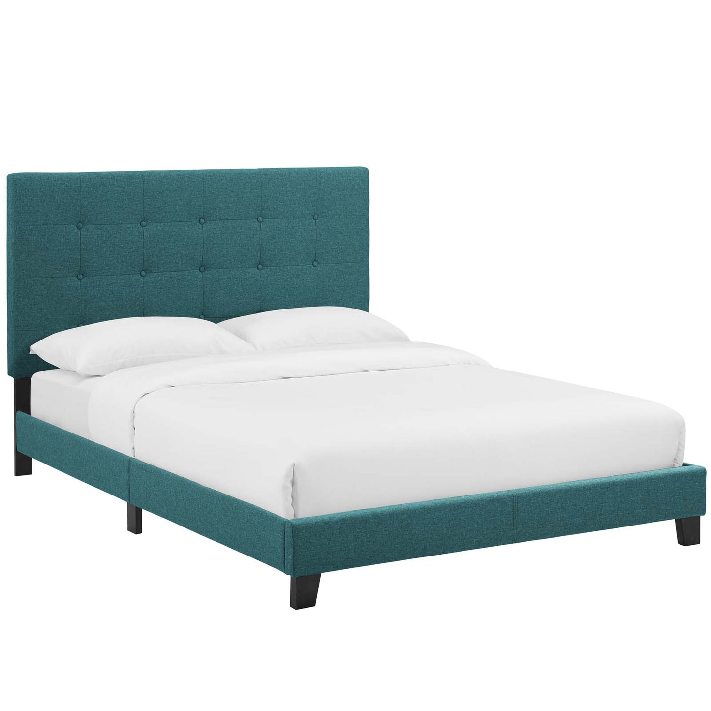 Melanie Twin Tufted Button Upholstered Fabric Platform Bed Teal MOD-5877-TEA