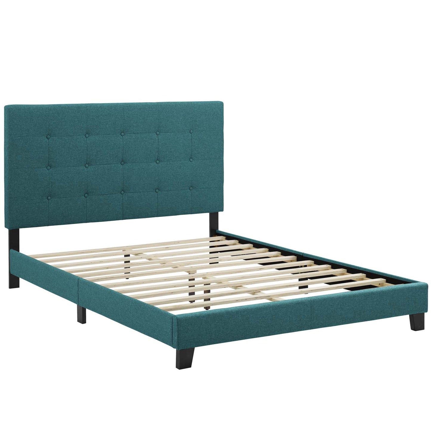 Melanie Twin Tufted Button Upholstered Fabric Platform Bed Teal MOD-5877-TEA