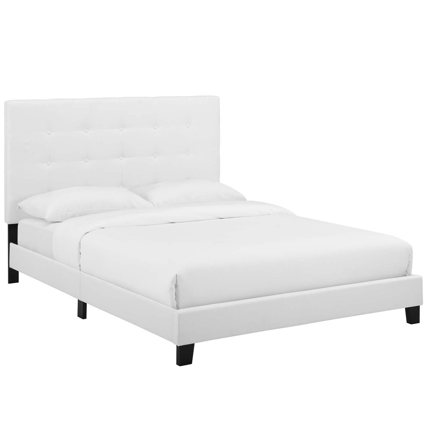 Melanie Twin Tufted Button Upholstered Fabric Platform Bed White MOD-5877-WHI