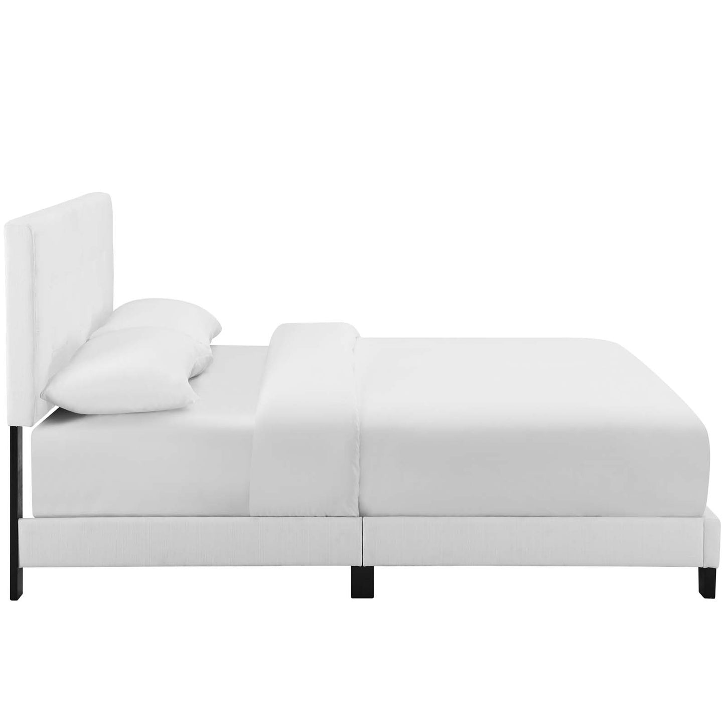 Melanie Twin Tufted Button Upholstered Fabric Platform Bed White MOD-5877-WHI