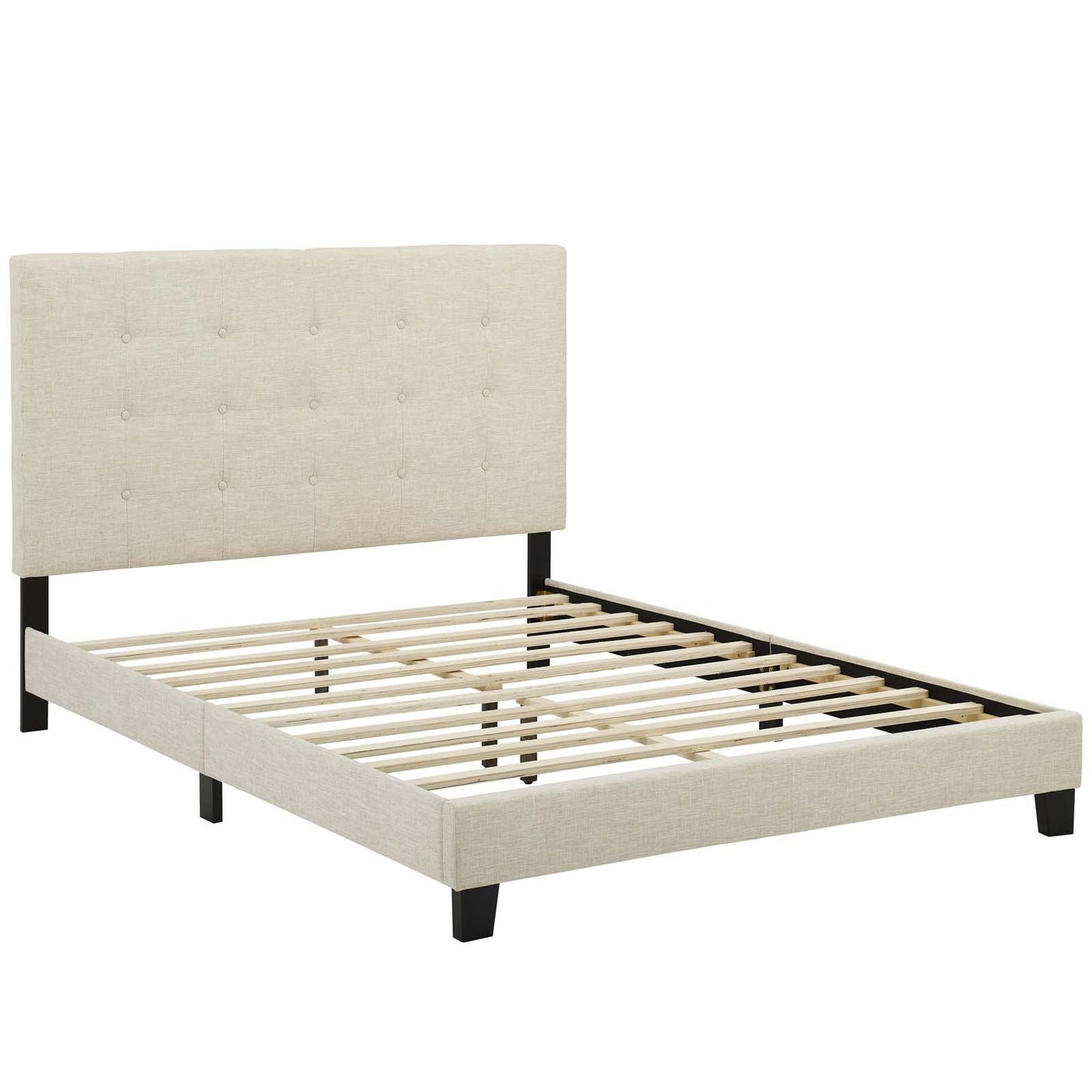 Melanie Full Tufted Button Upholstered Fabric Platform Bed Beige MOD-5878-BEI