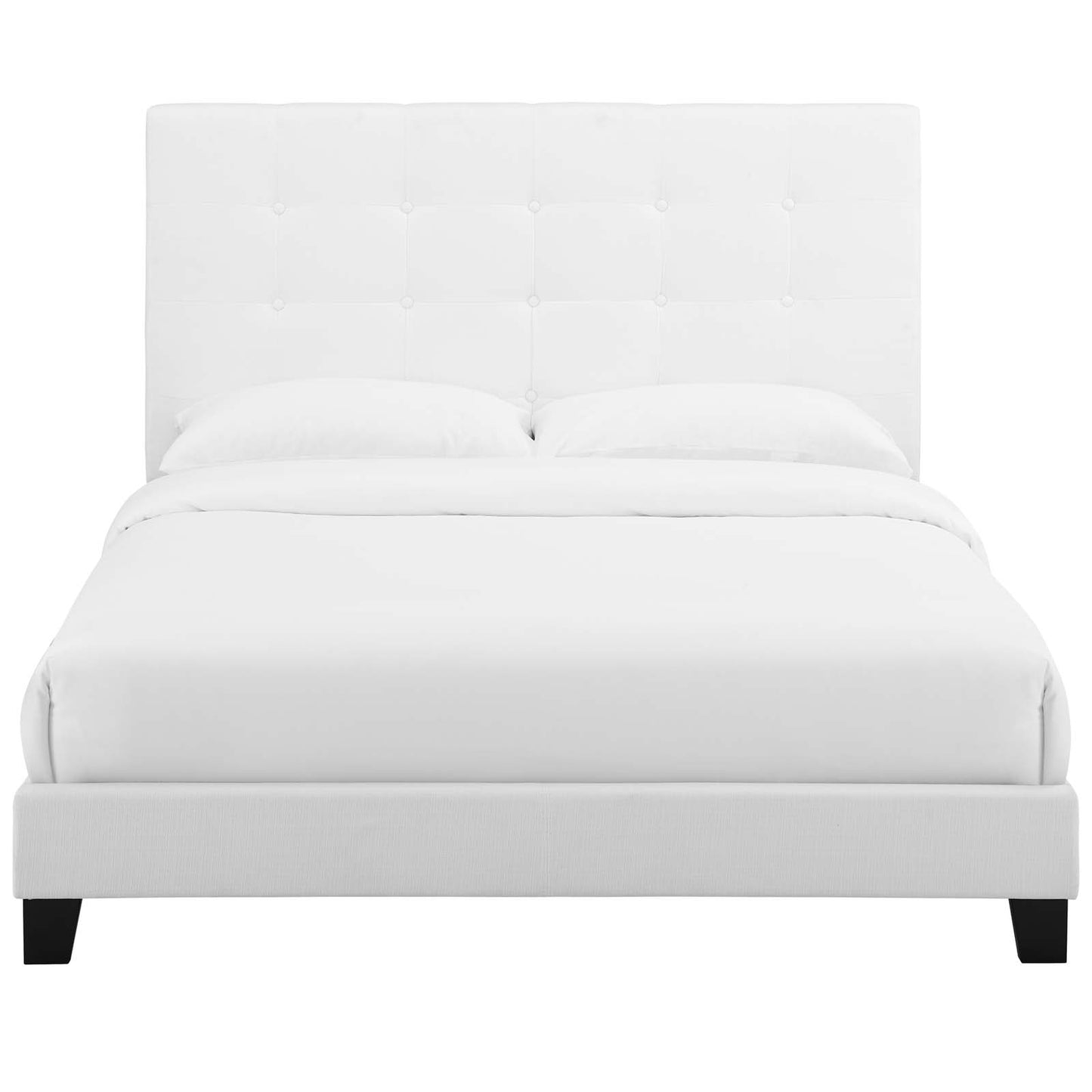 Melanie Full Tufted Button Upholstered Fabric Platform Bed White MOD-5878-WHI