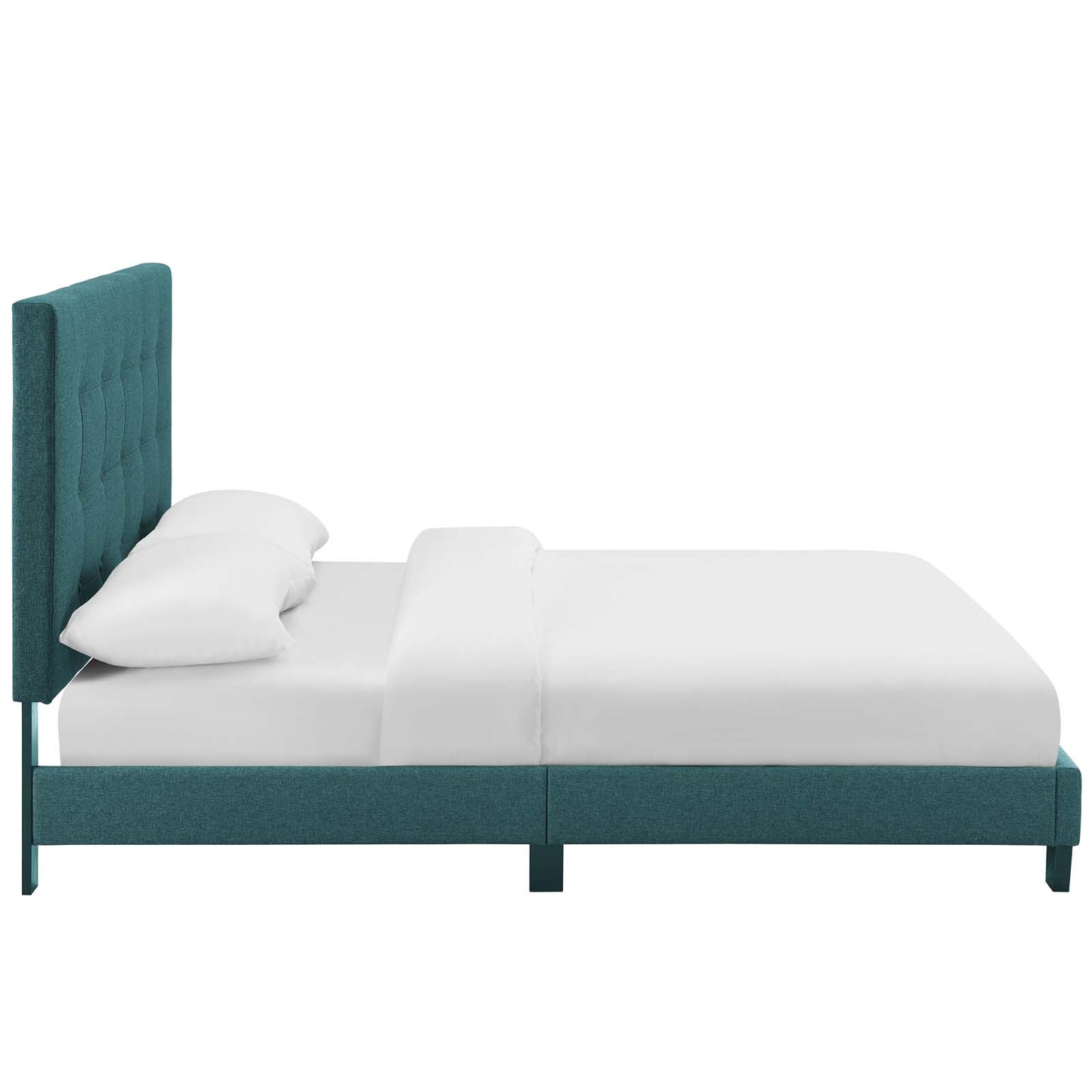 Melanie Queen Tufted Button Upholstered Fabric Platform Bed Teal MOD-5879-TEA