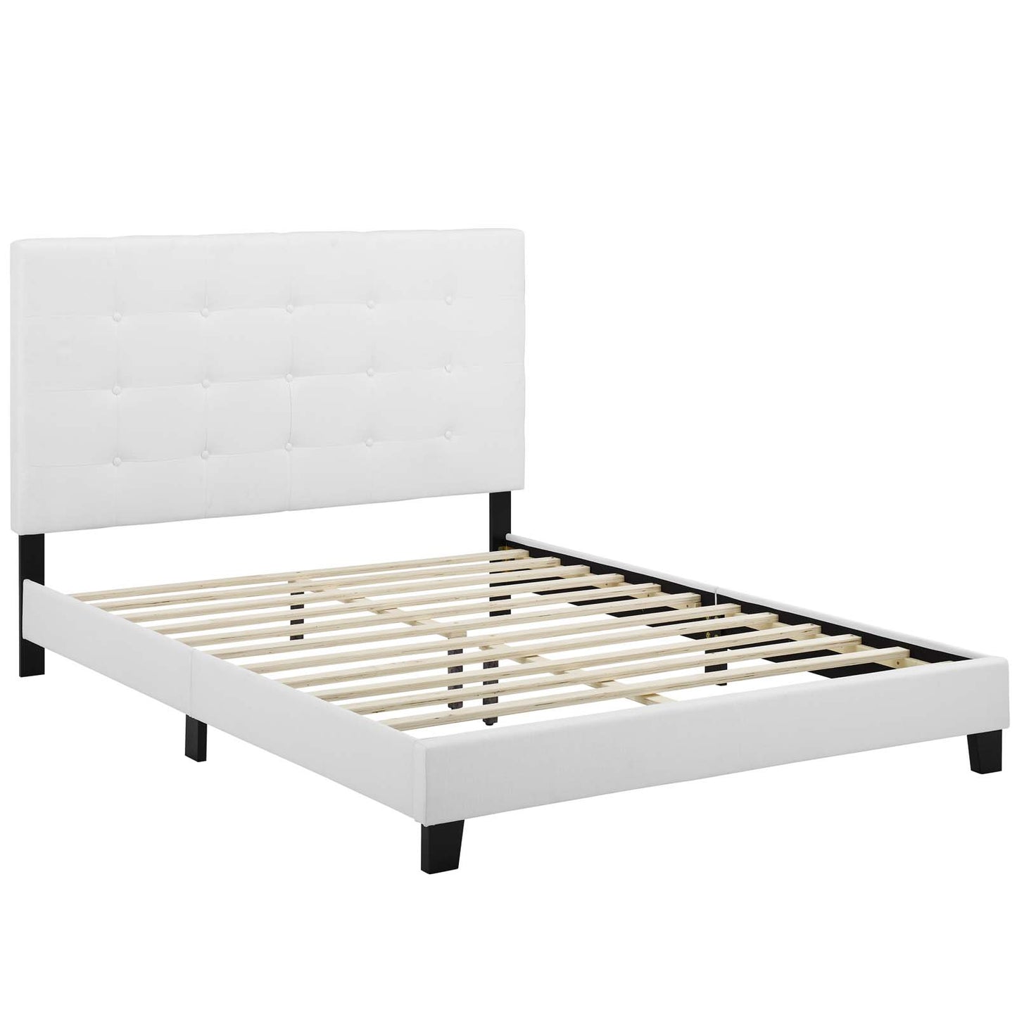 Melanie Queen Tufted Button Upholstered Fabric Platform Bed White MOD-5879-WHI