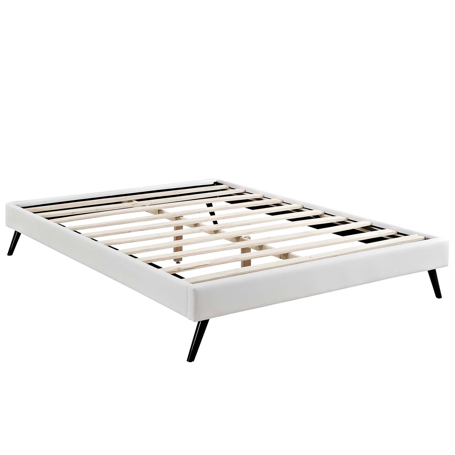 Loryn Full Vinyl Bed Frame with Round Splayed Legs White MOD-5888-WHI