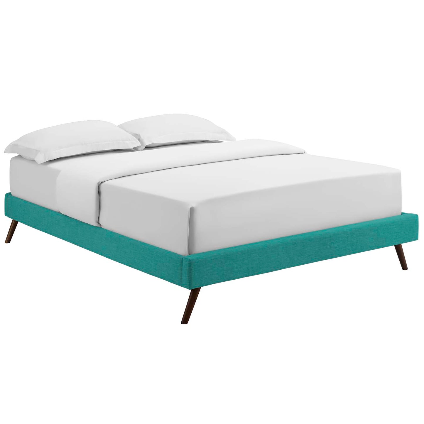 Loryn Queen Fabric Bed Frame with Round Splayed Legs Teal MOD-5891-TEA